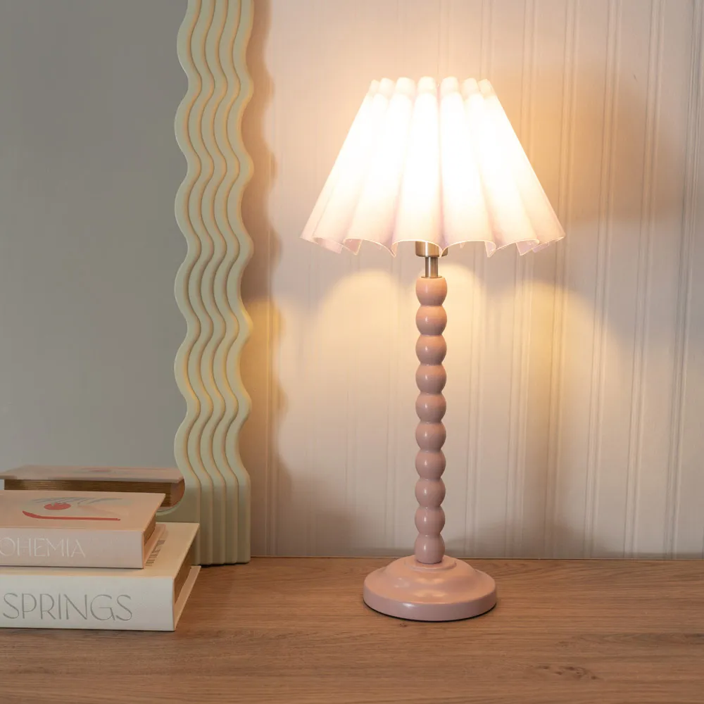 Bobbins Scallop Tapered Shade LED Table Lamp - Pink