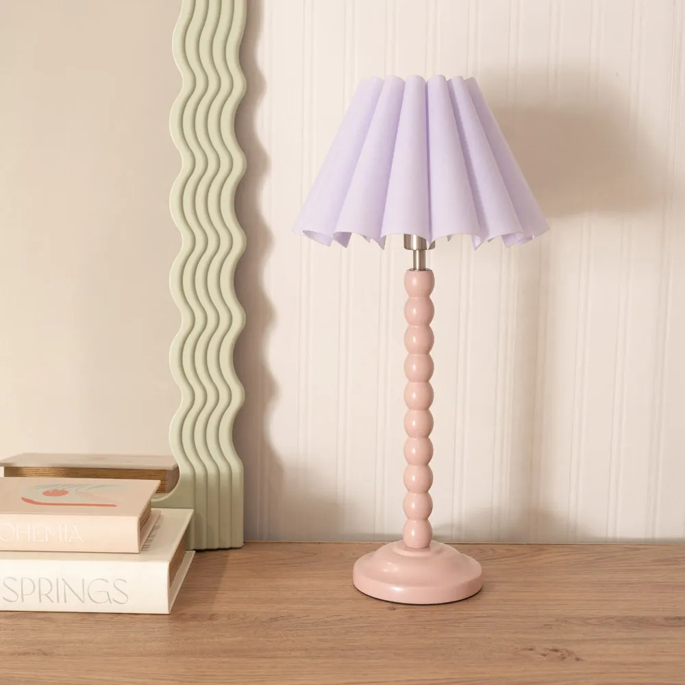 Bobbins Scallop Tapered Shade LED Table Lamp - Pink