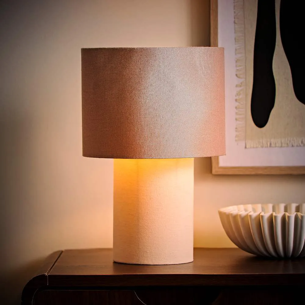 Bobby Clash Duo Fabric Table Lamp with Bulb - Brown