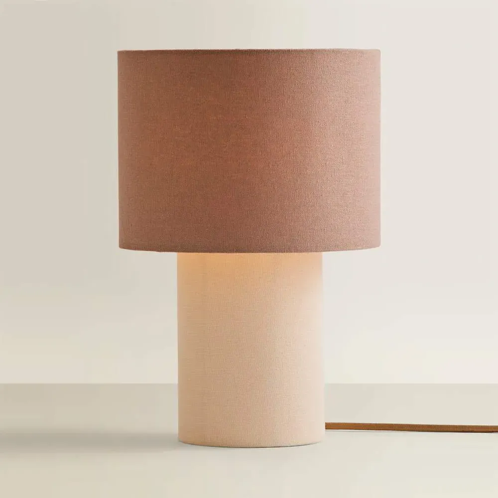 Bobby Clash Duo Fabric Table Lamp with Bulb - Brown