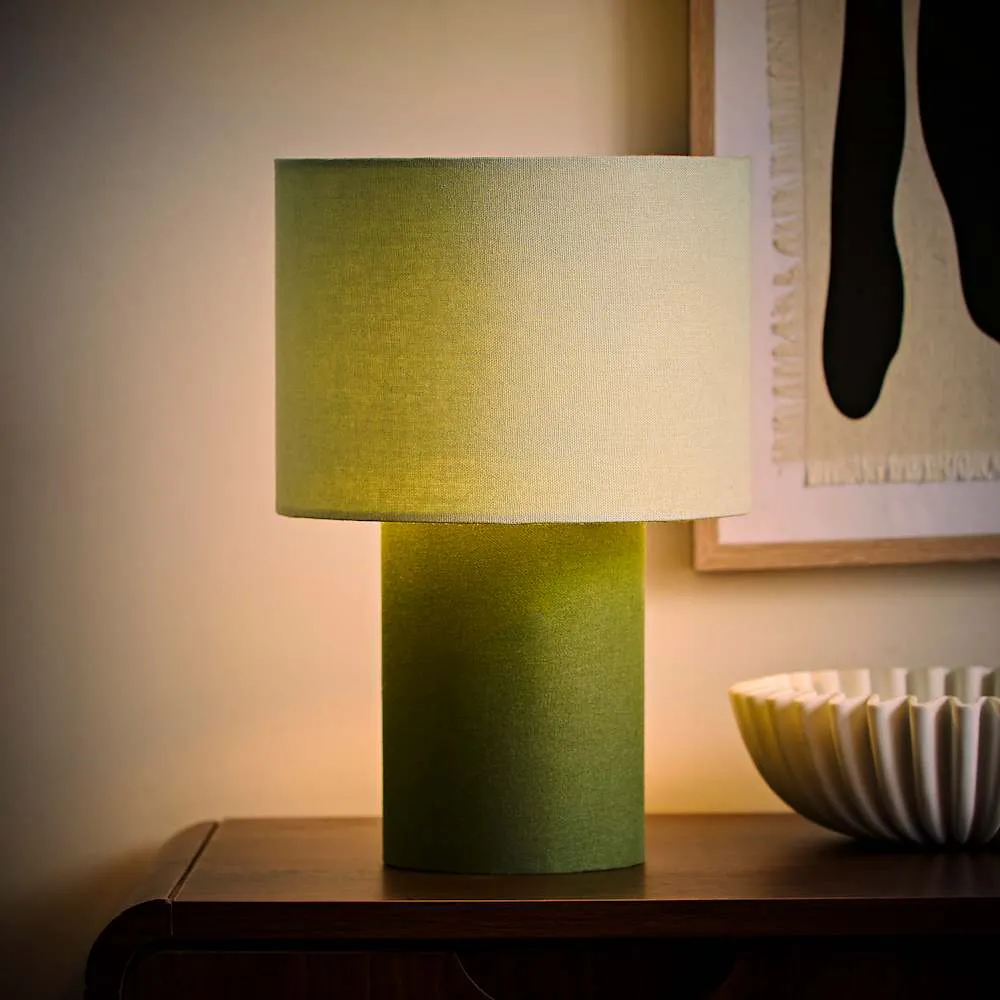 Bobby Clash Duo Fabric Table Lamp with Bulb - Green