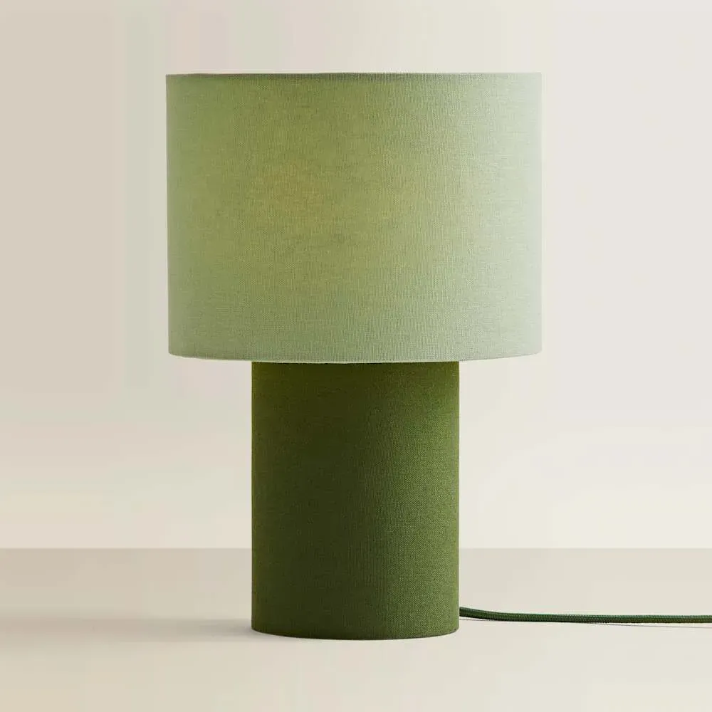 Bobby Clash Duo Fabric Table Lamp with Bulb - Green