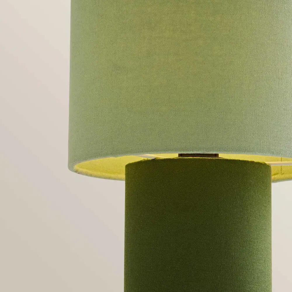 Bobby Clash Duo Fabric Table Lamp with Bulb - Green