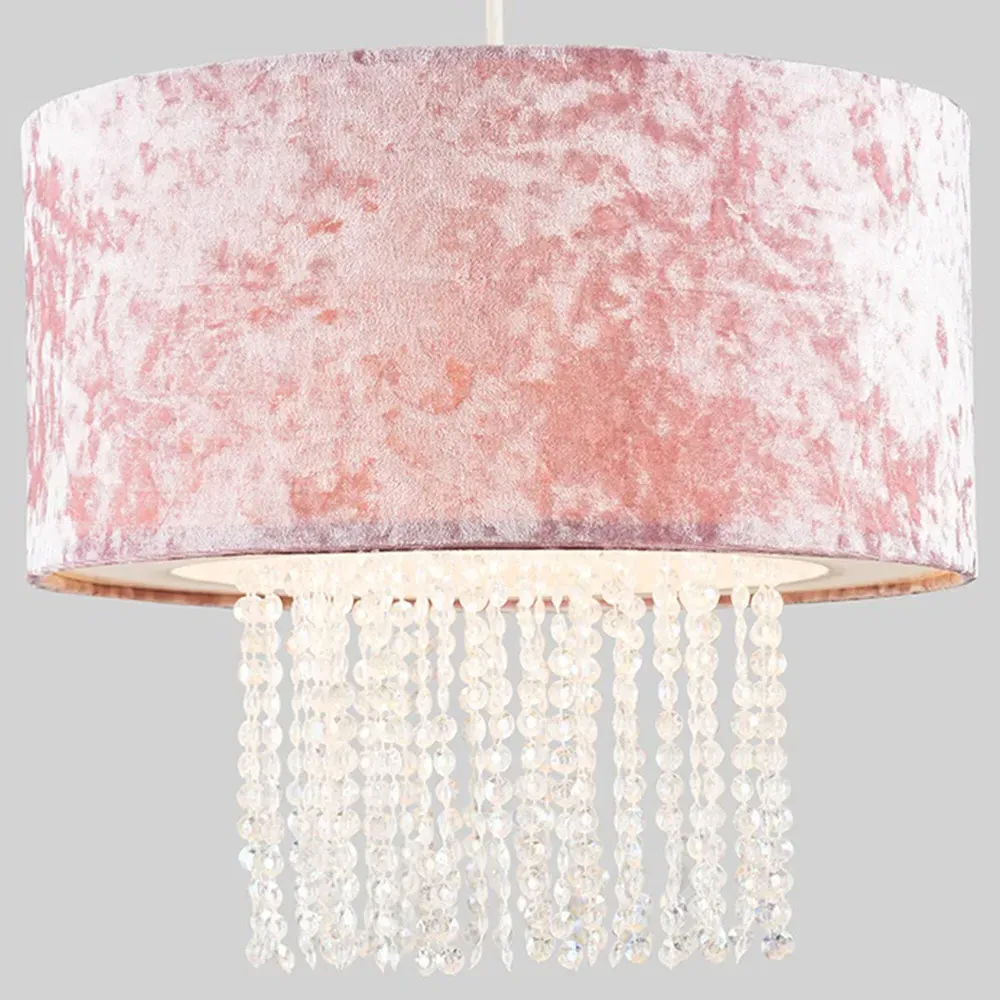 Boland Pendant Shade with Droplets - Pink, Velvet