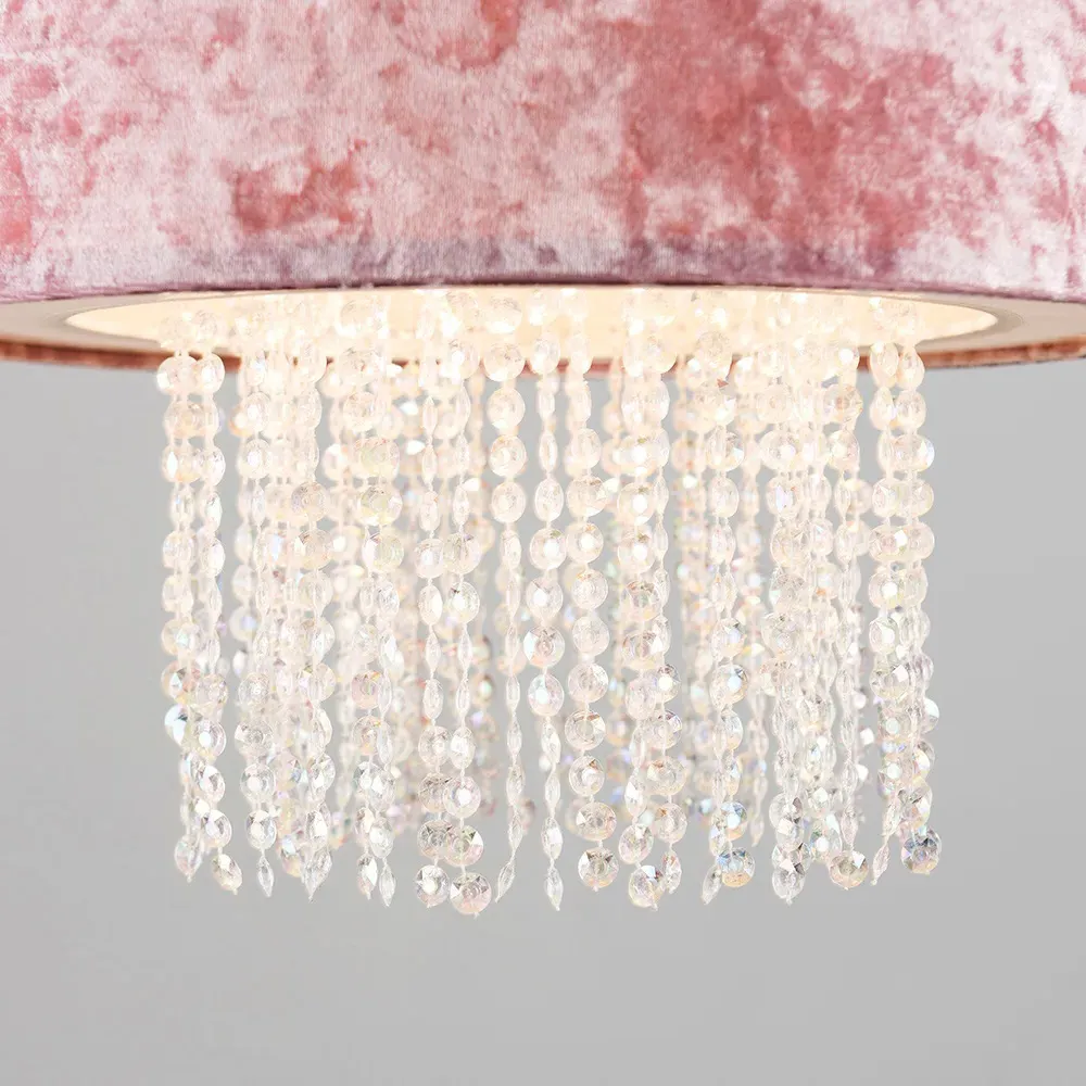 Boland Pendant Shade with Droplets - Pink, Velvet