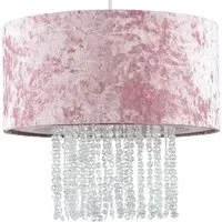 Boland Pendant Shade with Droplets - Pink, Velvet