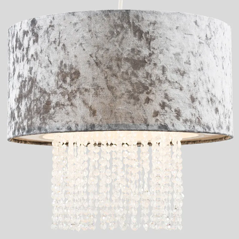 Boland Pendant Shade with Droplets - Silver, Velvet