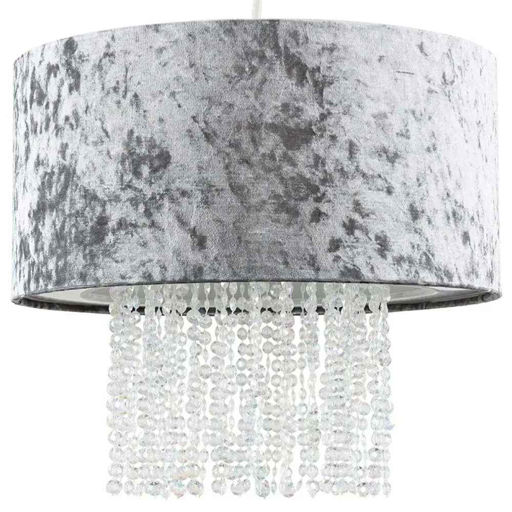 Boland Pendant Shade with Droplets - Silver, Velvet