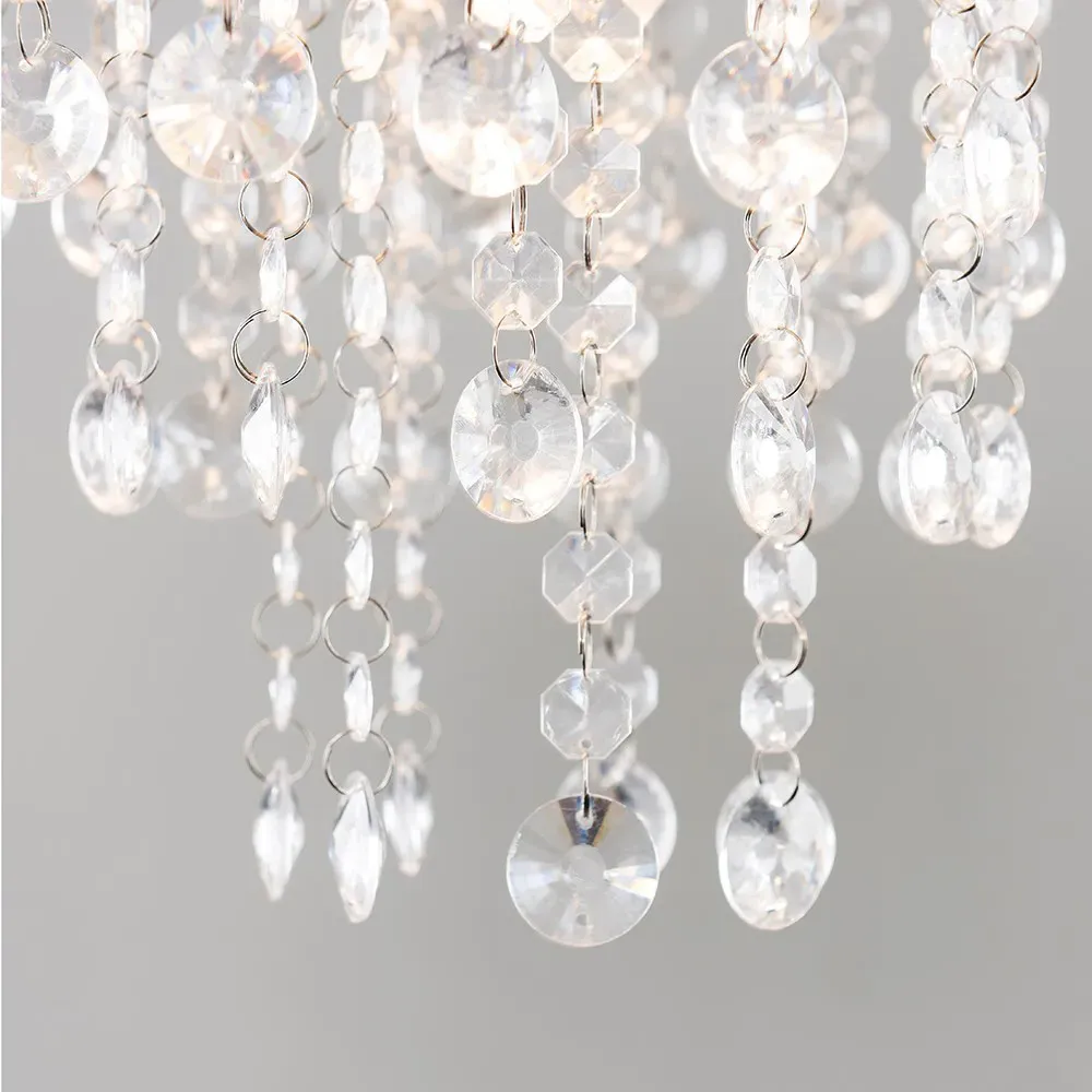 Bonita Drum Lamp Shade with Droplets - Silver, Acrylic