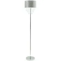 Bonita Floor Lamp with Glitter Shade and Jewel Droplets - Silver