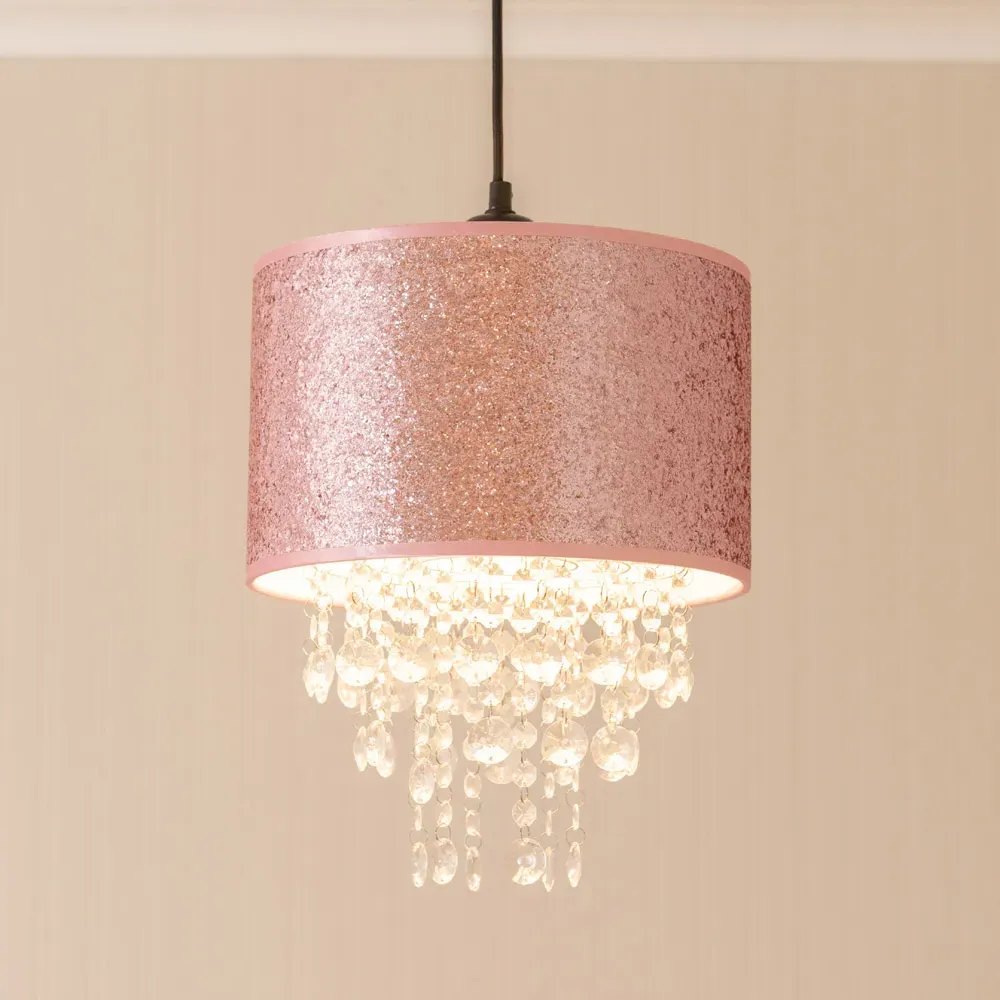 Bonita Pendant Lamp Shade with Droplets - Pink, Acrylic