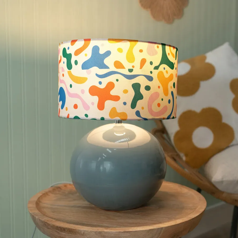 Bosco Ceramic LED Table Lamp - Eucalyptus, Abstract Shade