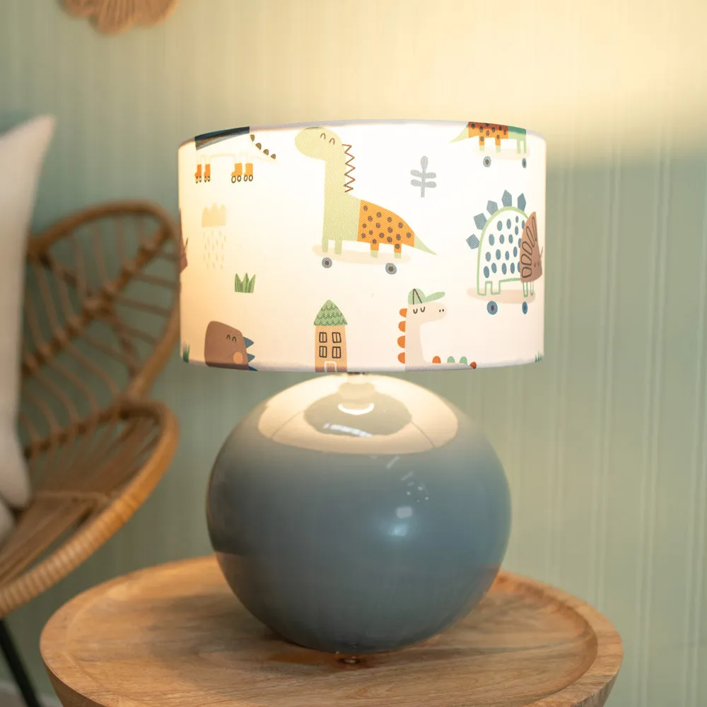 Bosco Ceramic LED Table Lamp - Eucalyptus, Cartoon Dino Shade