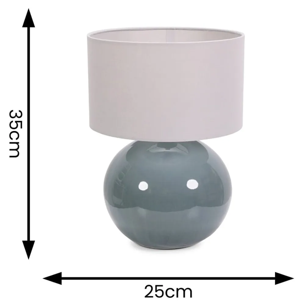 Bosco Ceramic LED Table Lamp - Eucalyptus, Grey Fabric Shade