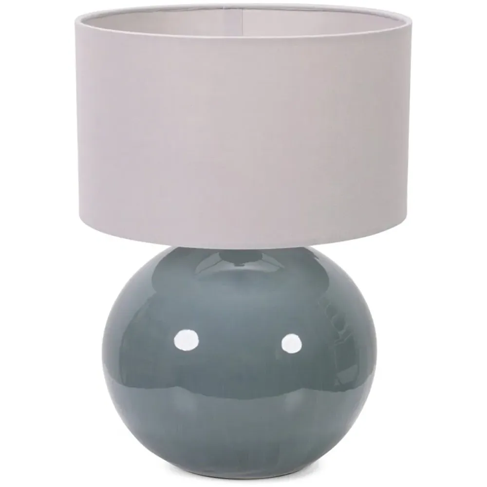Bosco Ceramic LED Table Lamp - Eucalyptus, Grey Fabric Shade