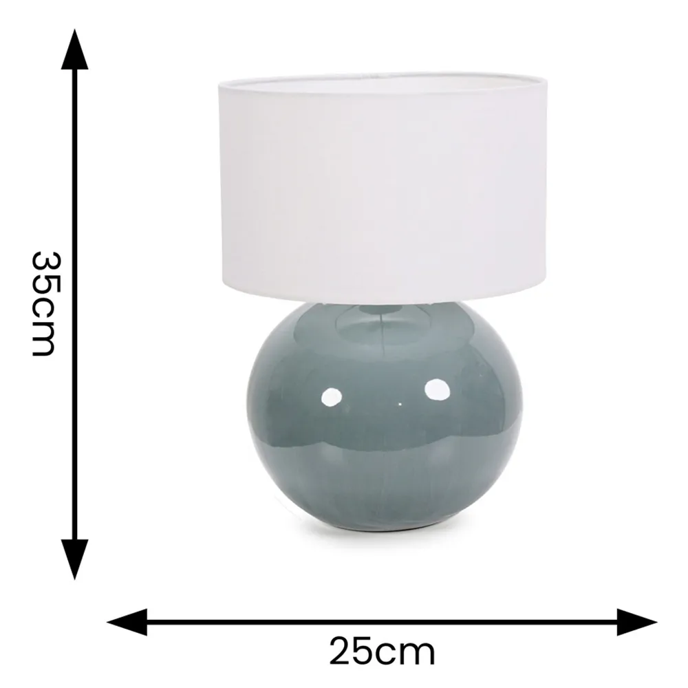 Bosco Ceramic LED Table Lamp - Eucalyptus, White Fabric Shade