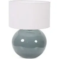 Bosco Ceramic LED Table Lamp - Eucalyptus, White Fabric Shade