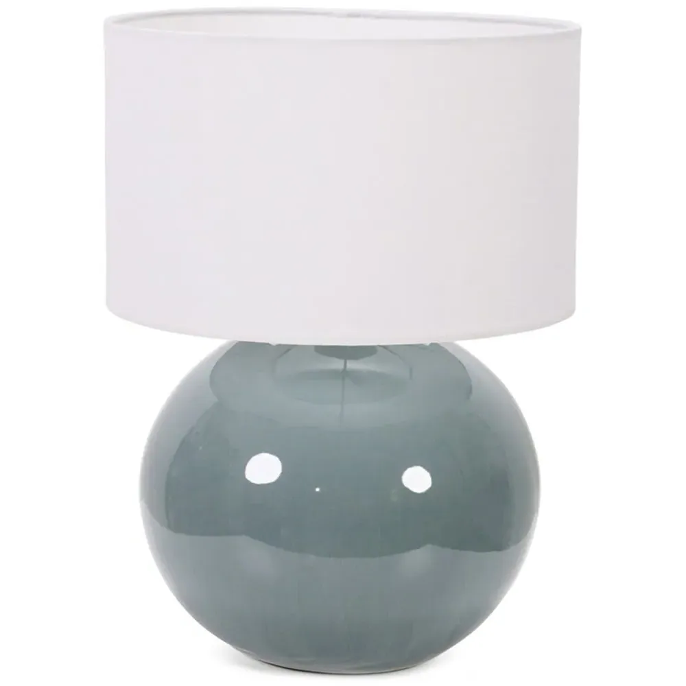Bosco Ceramic LED Table Lamp - Eucalyptus, White Fabric Shade