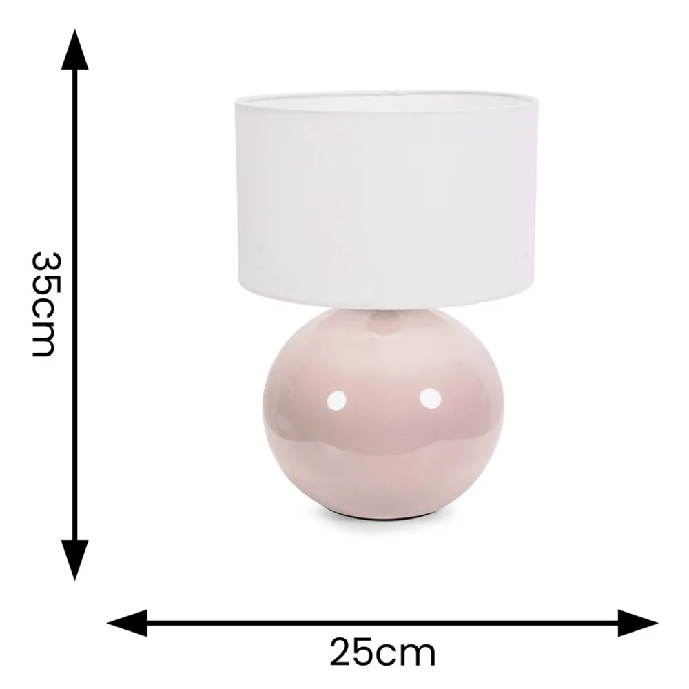 Bosco Ceramic LED Table Lamp - Natural Stone, White Fabric Shade