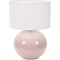 Bosco Ceramic LED Table Lamp - Natural Stone, White Fabric Shade