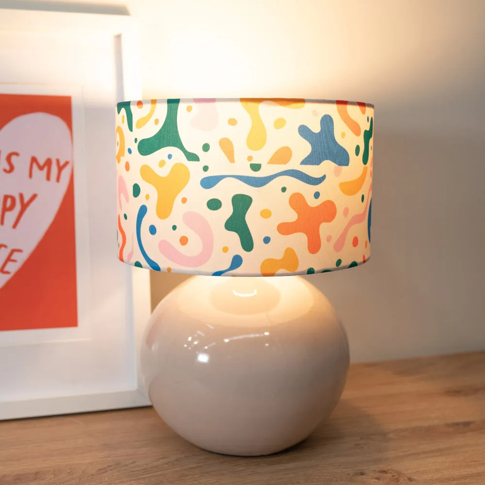 Bosco Ceramic LED Table Lamp - Stone, Abstract Shade