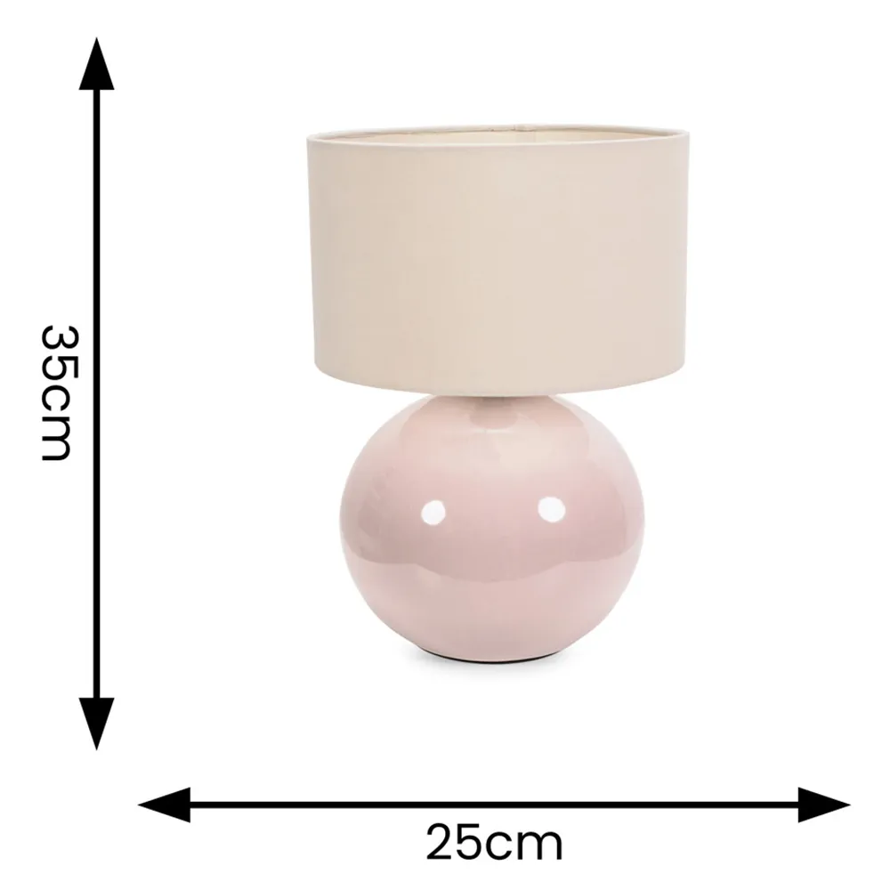 Bosco Ceramic LED Table Lamp - Stone, Natural Fabric Shade