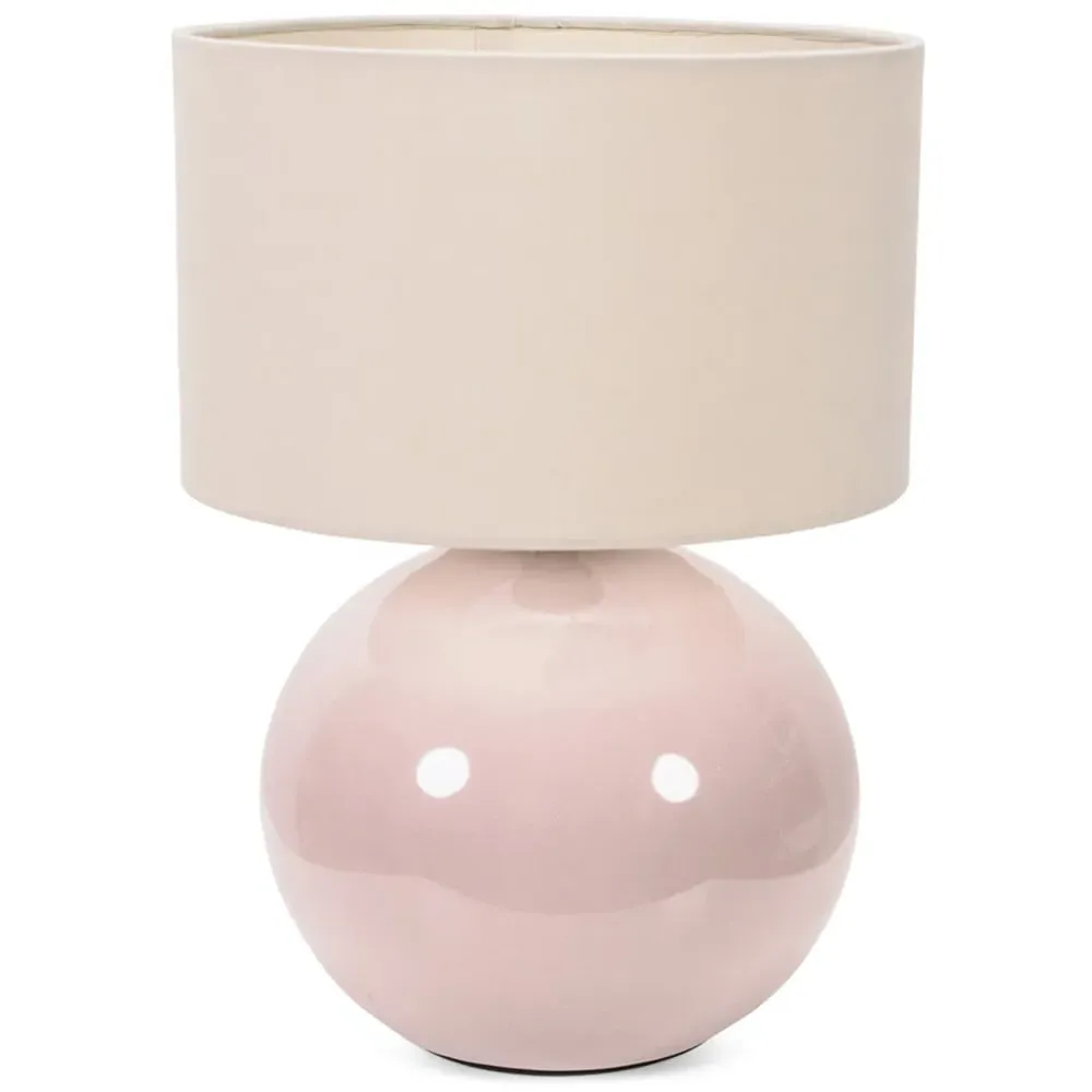 Bosco Ceramic LED Table Lamp - Stone, Natural Fabric Shade
