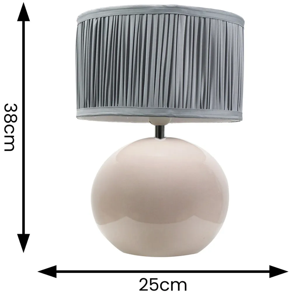 Bosco Ruched Pleated Drum Shade LED Table Lamp - Blue, Ceramic