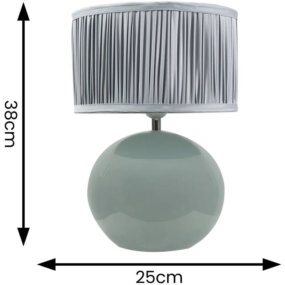 Bosco Ruched Pleated Drum Shade LED Table Lamp - Blue, Ceramic