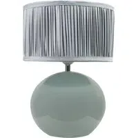 Bosco Ruched Pleated Drum Shade LED Table Lamp - Blue, Ceramic