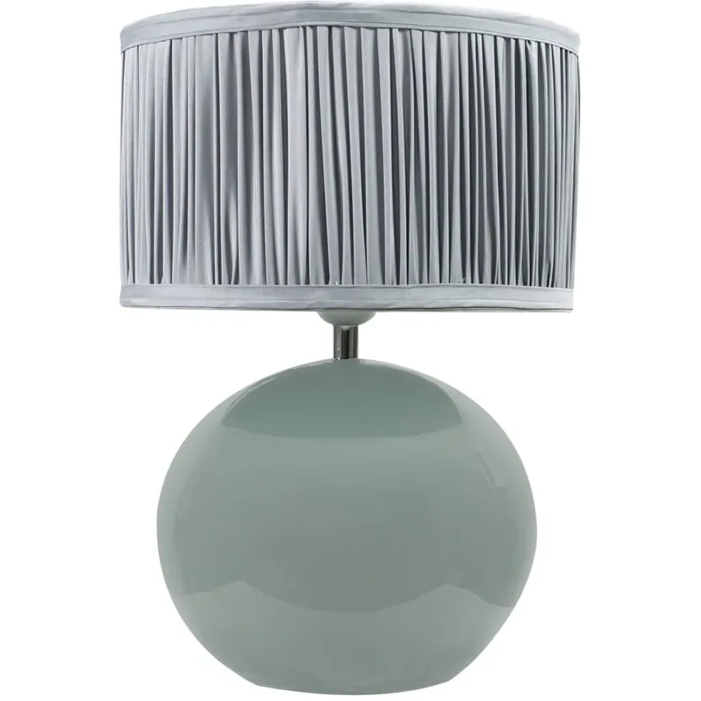 Bosco Ruched Pleated Drum Shade LED Table Lamp - Blue, Ceramic image
