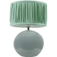 Bosco Ruched Pleated Drum Shade LED Table Lamp - Green, Ceramic