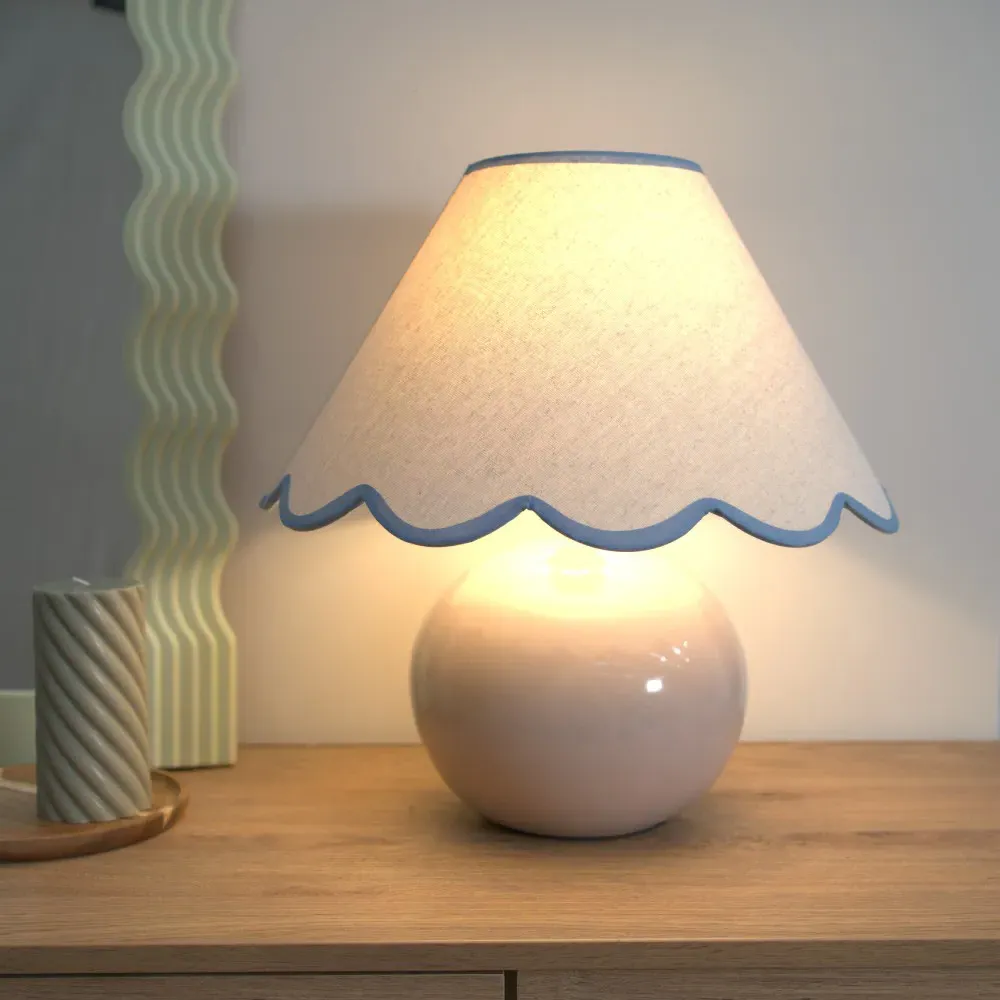 Bosco Scallop Shade Ceramic LED Table Lamp - Cream, Ceramic