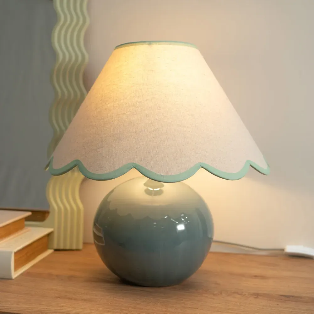 Bosco Scallop Shade Ceramic LED Table Lamp - Green, Ceramic