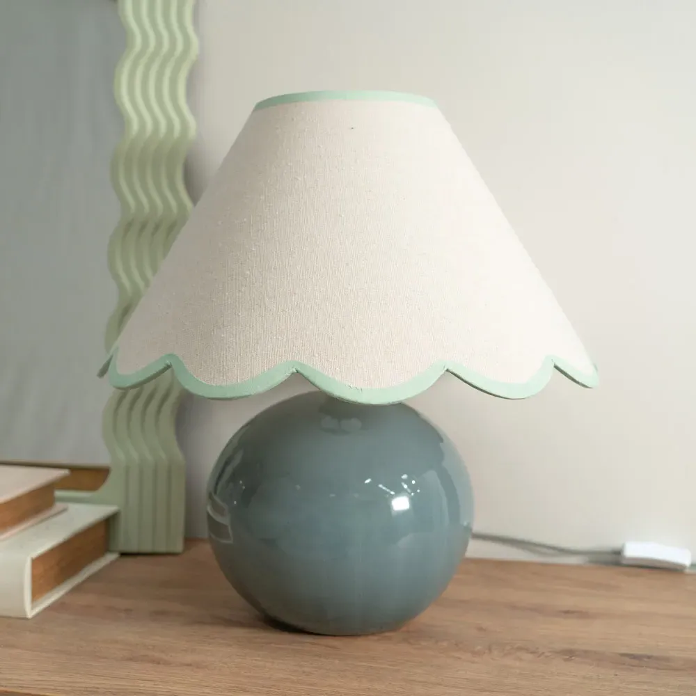 Bosco Scallop Shade Ceramic LED Table Lamp - Green, Ceramic