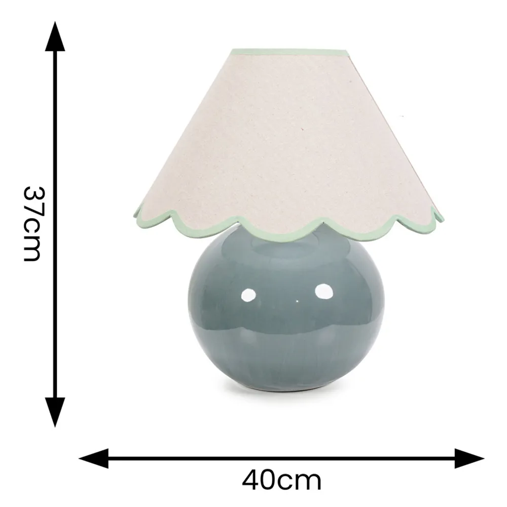Bosco Scallop Shade Ceramic LED Table Lamp - Green, Ceramic