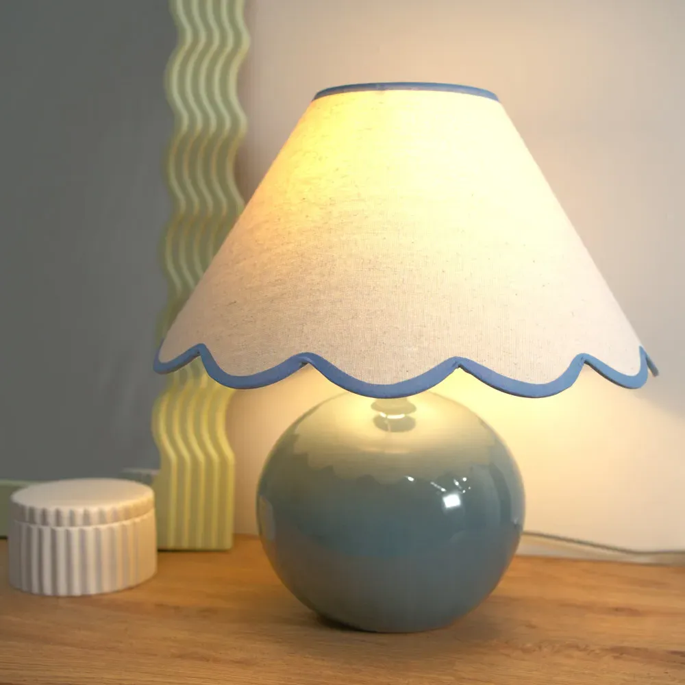 Bosco Scallop Shade Ceramic LED Table Lamp - Green, Ceramic