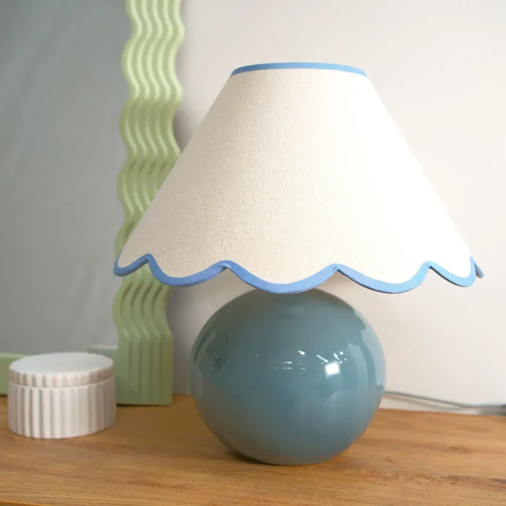 Bosco Scallop Shade Ceramic LED Table Lamp - Green, Ceramic