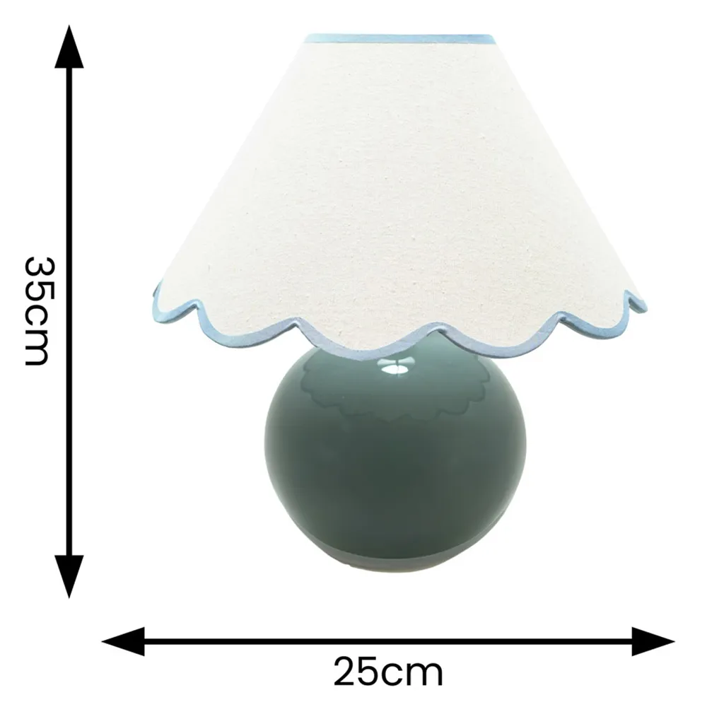 Bosco Scallop Shade Ceramic LED Table Lamp - Green, Ceramic