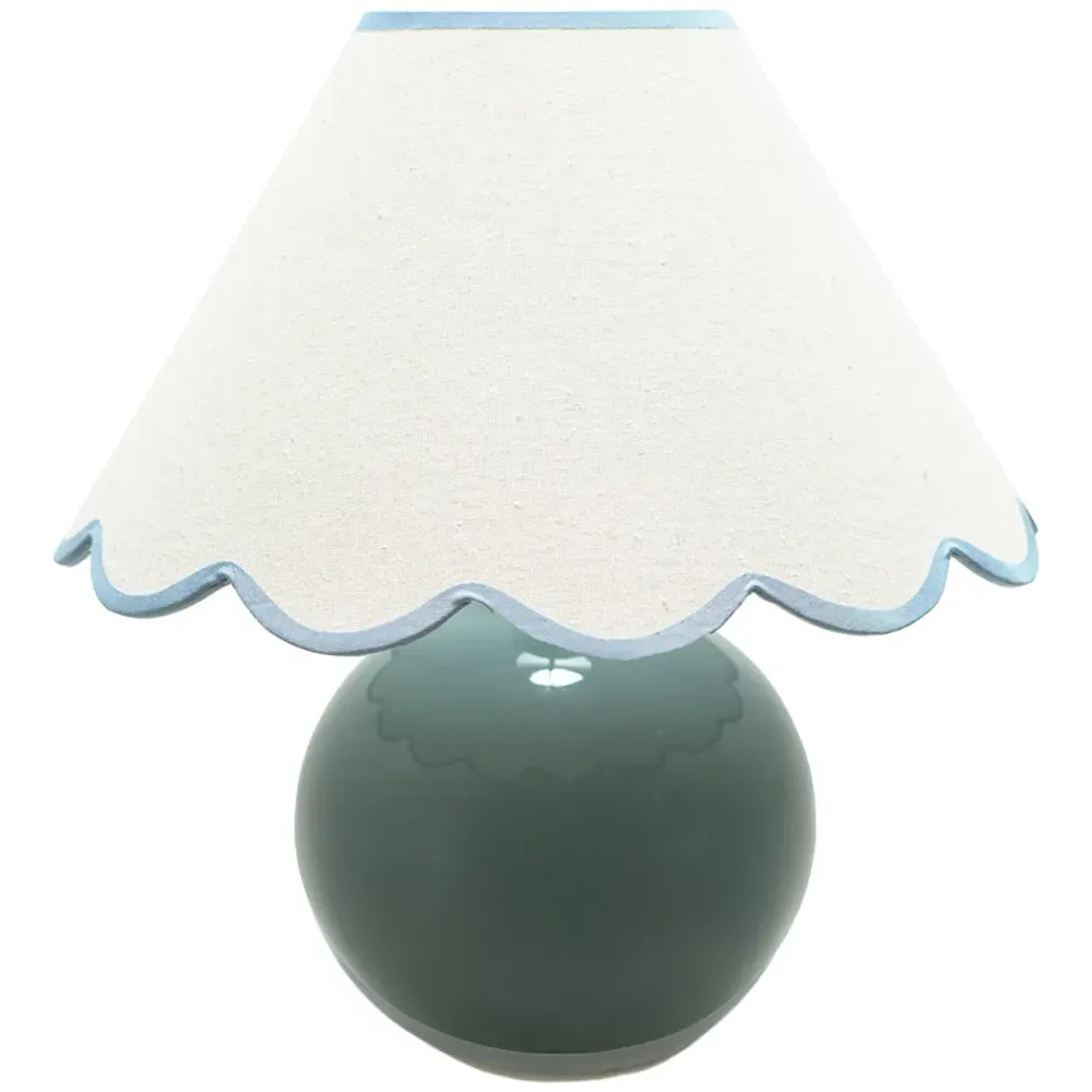 Bosco Scallop Shade Ceramic LED Table Lamp - Green, Ceramic