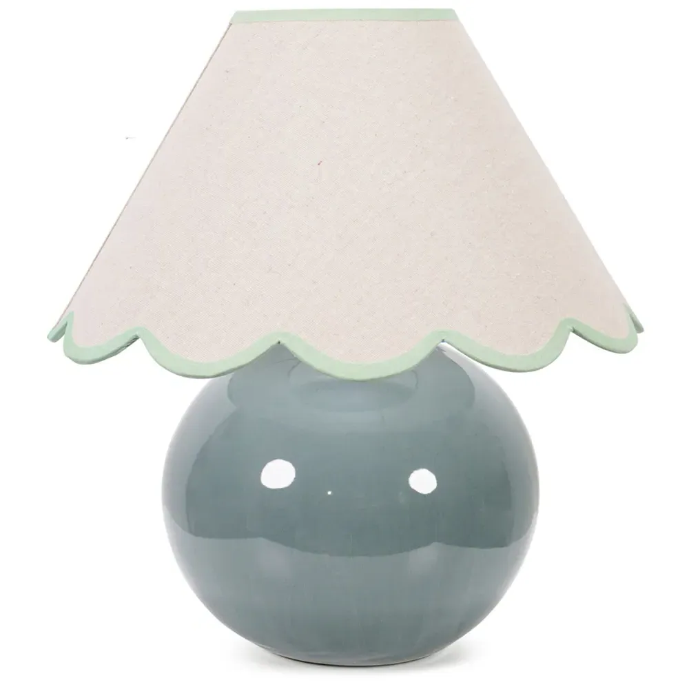 Bosco Scallop Shade Ceramic LED Table Lamp - Green, Ceramic