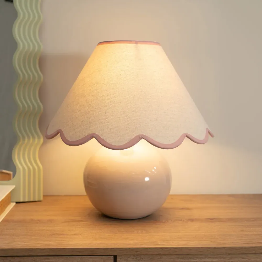 Bosco Scallop Shade Ceramic LED Table Lamp - Stone, Ceramic