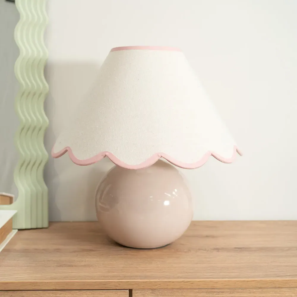 Bosco Scallop Shade Ceramic LED Table Lamp - Stone, Ceramic