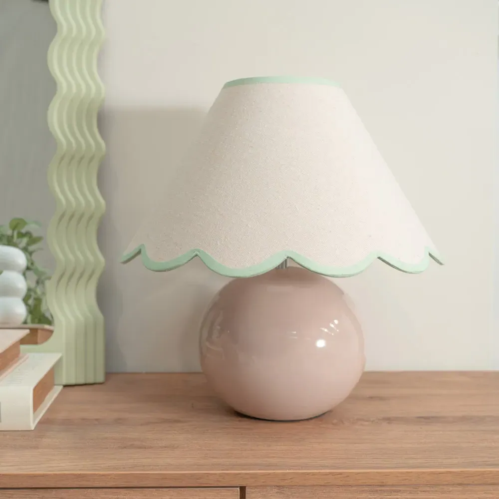 Bosco Scallop Shade Ceramic LED Table Lamp - Stone, Ceramic