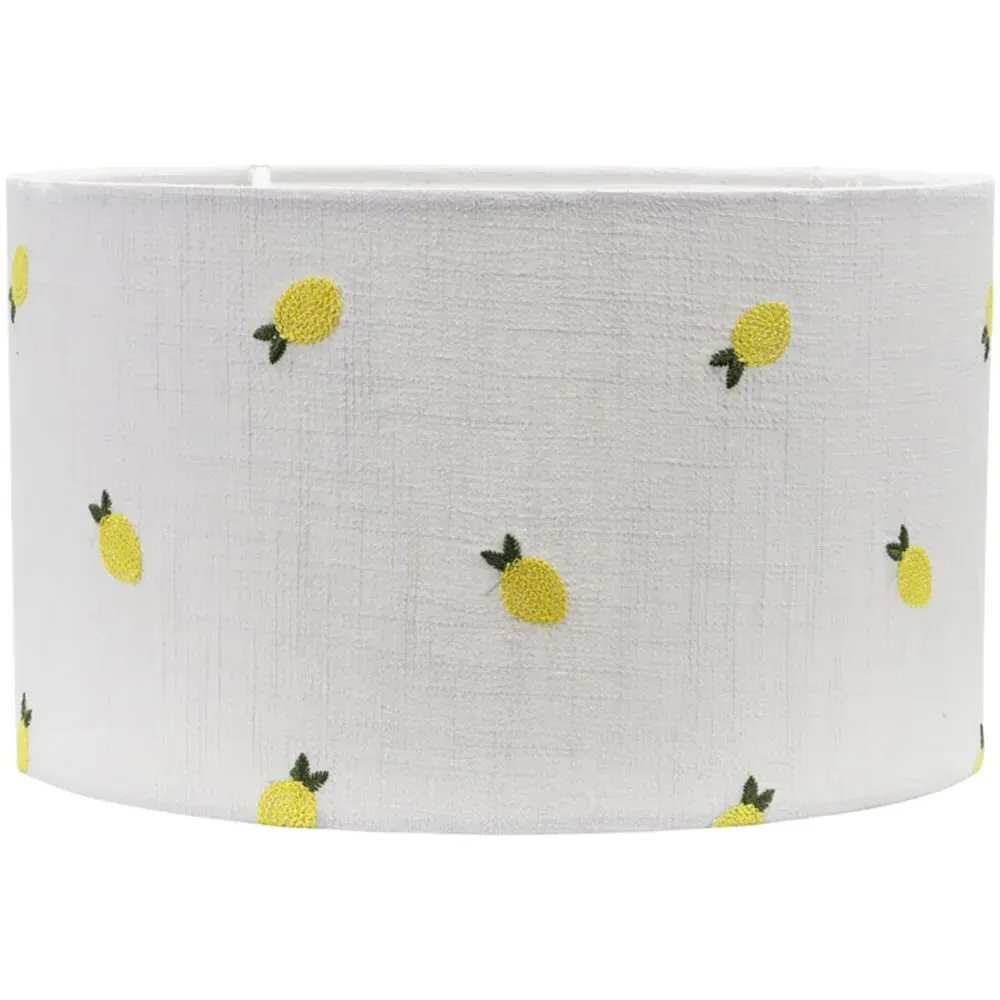 Brae Small Drum Lamp Shade with Lemon Embroidery - Cream image