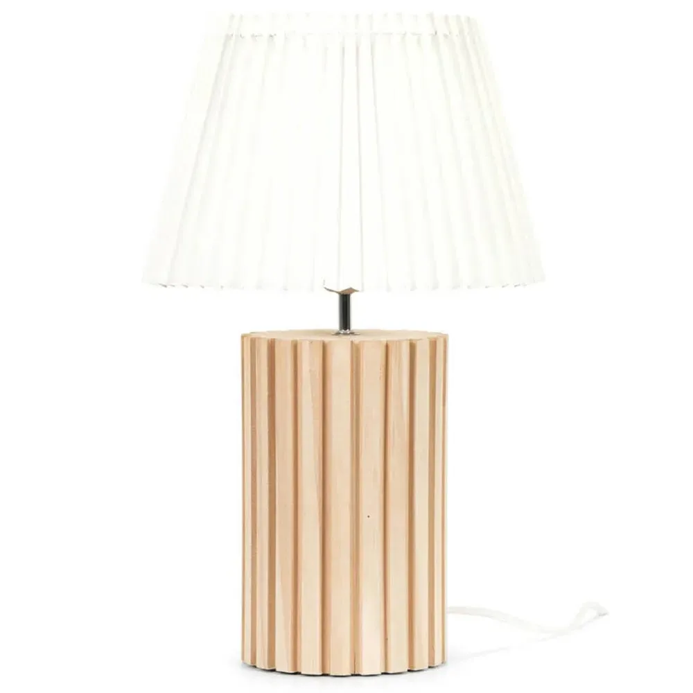 Brooke Pleated Shade LED Table Lamp - Cream, Wood image