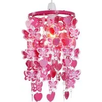 Butterfly and Hearts Droplet Pendant Shade - Pink