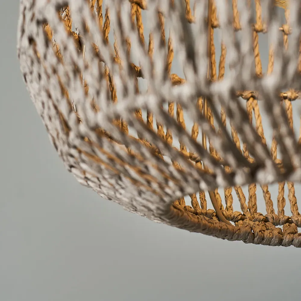 Cabral Cylinder Pendant Shade - Grey, Woven Rope