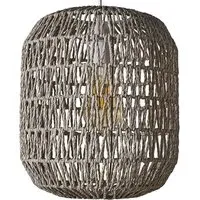 Cabral Cylinder Pendant Shade - Grey, Woven Rope