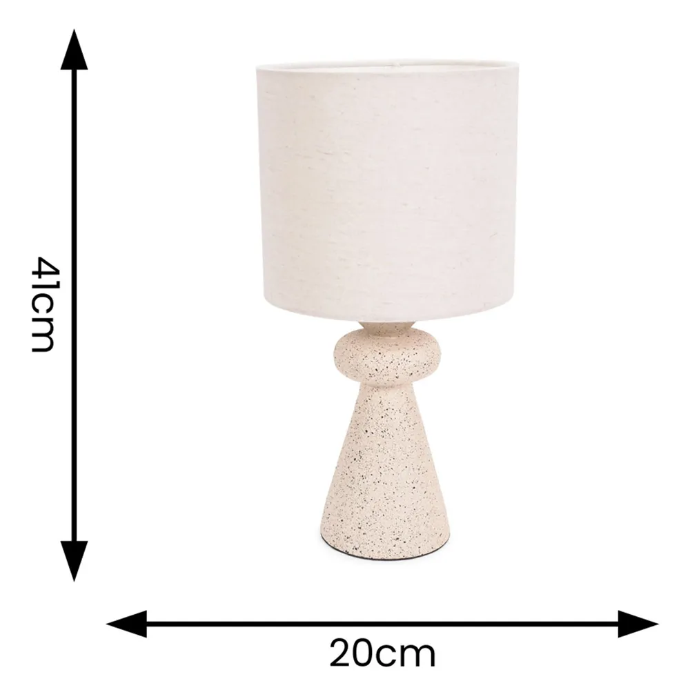 Cady Stone Effect Drum Shade LED Table Lamp - Cream